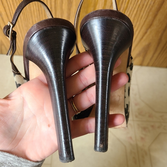 Jimmy Choo Animal Print Canvas Slingback Heels Size 37 - Picture 6 of 10